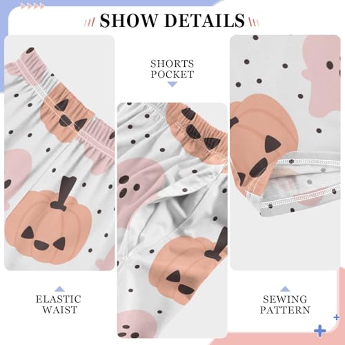 Boys' Pants Halloween Pumpkins Pink Ghosts Dots Long Bottoms Jogger Pants Elastic Waist Trousers with Pockets S-XL4