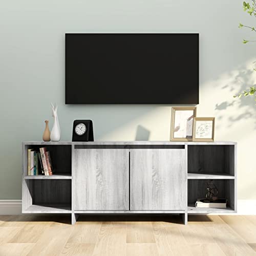Iiaky Mueble de TV Madera Mueble TV Salon Mueble TV Madera Mesa Television Salon Mueble salón TV de ingeniería Gris Sonoma 130x35x50 cm
