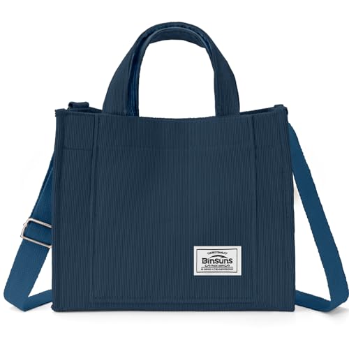 Image of Corduroy Tote Bag for Women Small Satchel Bag Mini Tote Bag Aesthetic Crossbody Handbag - School Work Travel Shopping