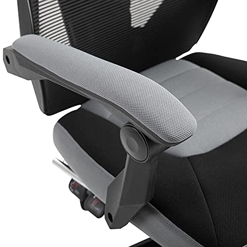 Sedia da Ufficio Ergonomica con Poggiapiedi Retrattile e Schienale Alto, Sedia da Scrivania Reclinabile Girevole con Altezza Regolabile, Supporto Lombare, in Tessuto a Rete, Grigio - Sedia gaming - Immagine 7