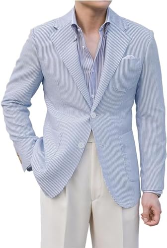 Men Seersucker Sports Jacket Summer Suits Mens Seersucker Blazer Mens Beach Outfit
