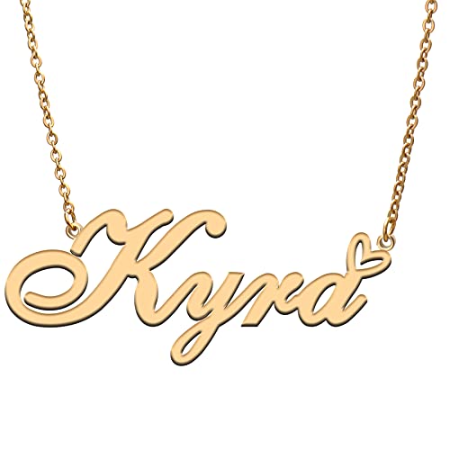 AQGS Kyra Custom Name Necklace Customized Personalized Plated Name Necklace for Mother Daughter Friendship Women Valentine's Day Christmas Birthday New Year Gold