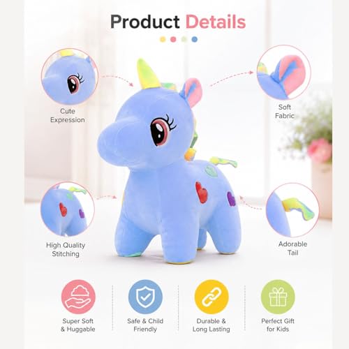 Image of Blue Unicorn 25cm | Ultra Soft Plush Stuffed Toy | Cute Hugging Pillow | Gift for Kids Boys Girls