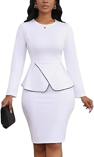 Women's 2 Piece Suit Skirt Set Peplum Long Sleeve Church Dress Suit Formal Office Business Midi Pencil Skirt Suit - Buy now