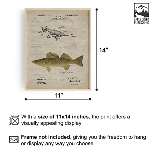 Apple Creek Antique Fly Fishing Lure Us Patent Poster Art Print Crappie Trout Largemouth Bass Walleye Muskie Lures Poles 11X14 Wall Decor Pictures thumb #1