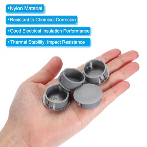 Image of PATIKIL 20Pcs 1 inch Hole Plugs, 1 inch /25mm Plastic Hole Plugs, 20Pcs Flush Type Round Hole Plugs Cover Snap in Locking Hole Tube for Table Kitchen Cabinet Furniture, Dark Grey
