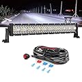 LANGBO-20-Inch Triple-Row LED Light Bar, 120W Ultra-Bright Off-Road Light, 12,000 Lumens Spot & Flood Combo, 12V Wiring Harness for Pickup, SUV, ATV, UTV, Roof, Bumper, Driving Fog Lights