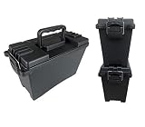 DARLINGTON & Sohns 2X Munitionskiste Kunststoff Schwarz Munitionsbox Tragegriff Einklappbar Stapelbar Aufbewahrung