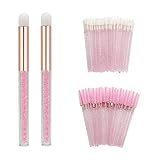 102 Pcs Glitter Disposable Makeup Applicators,Pink Lash Shampoo Brushes,Disposable Mascara...