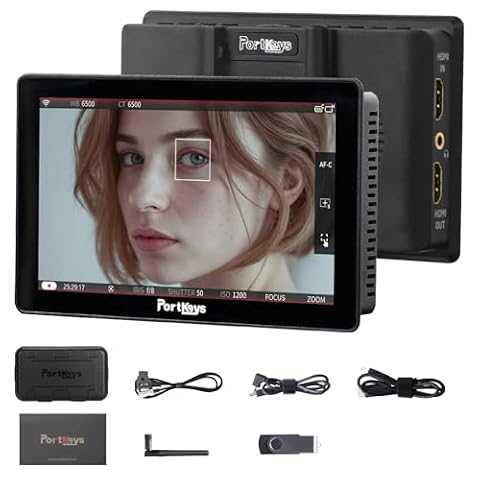 Portkeys LH5P II 5,5" Monitor Podglądowy Kamery Touch to Focus 2000 nitów Ekran Dotykowy 4K HDMI In/Out, do FX3 A7S III, R5 Mark II R6 Mark II, GH6 S5 II, Z8 Z9, Monitor Polowy DSLR
