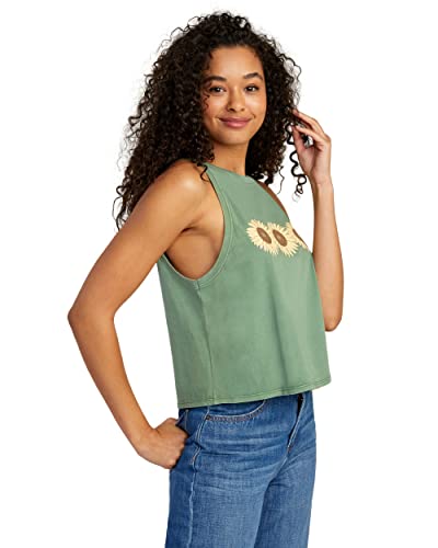 Rvca Women's Graphic Tank Top Shirt, Sunflower/Dark Ivy, Medium #TOP3