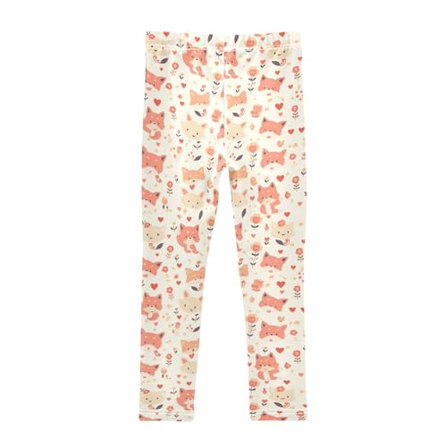 KLL Cute Fox Pattern Foxy Endless Little Girls Basic Leggings Stretchy High Waisted Activewear Sports2