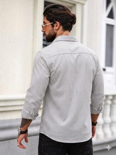 Image of Striped Casual Regular Fit Shirt for Men| Men Full Sleeve Shirt