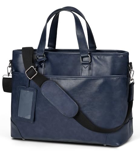 [RAINSMORE] ビジネスバッグ メンズ 大容量 15.6PCポケット A4、B4対応 2way 就活 バッグ メンズ リクルートバッグ 革 撥水 ブリーフケース ショルダー掛け 通勤 カバン 出張 ネイビーのサムネイル