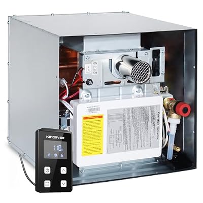 KINGRVER RV Tankless Water Heater - 48,000 BTU Instant Hot Water - 2.5 GPM Propane Gas - Camper Water Heater with Wired Controller - 12 V Consistent Temperature