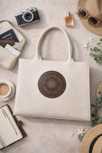 Image of Women's Leather Tote Bag | Structured for Office, Casual, Party & Formal Use | Stylish Shoulder Carry Tote (Black)