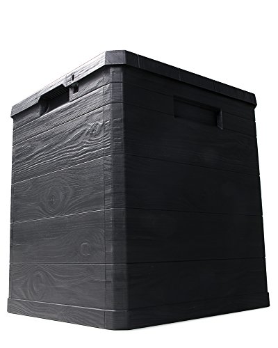 Ondis24 Aufbwahrungsbox Madera Mini Holz-Optik 90L abschließbar Truhe Kissenbox (Anthrazit)