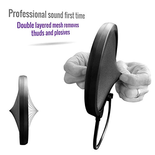 Filtro de pop AUPHONIX para microfone azul Yeti – ajuste personalizado, proteção de fecho fácil prop