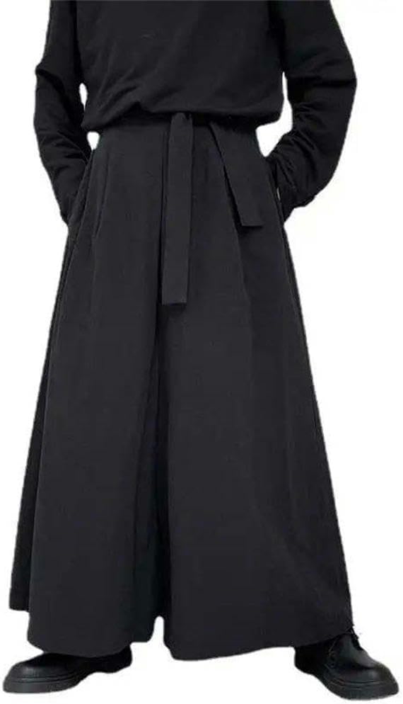 Wide Chinese Hanfu Martial Arts Pants Tang Suit Casual Men's Solid Color Wide Leg Irregular Laces Summer