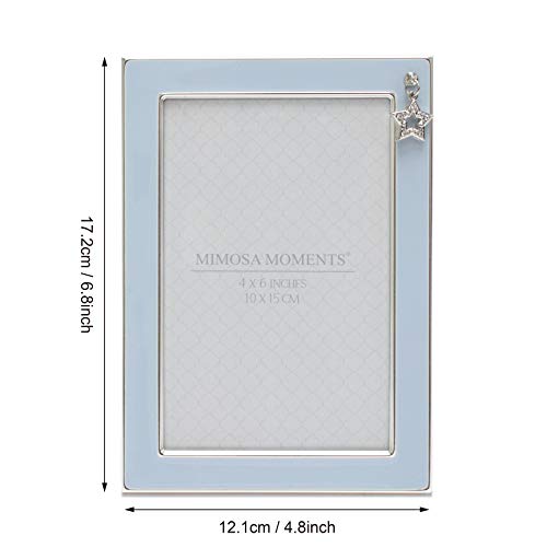 Mimosa Moments Silver Plated Metal Baby Picture Frame With Blue Enamel And A Star Charm(4X6, Silver & Blue) #TOP5