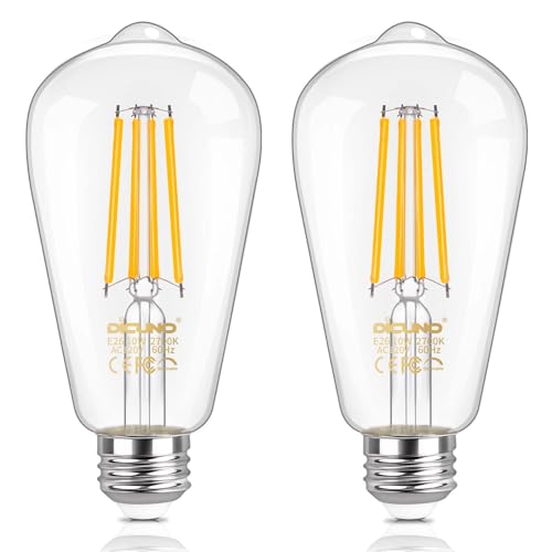 DiCUNO Dimmable Edison Bulbs 100W Equivalent Warm White 2700K 2-Pack