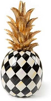 MACKENZIE-CHILDS Marquee Pineapple Sculpture, Courtly Harlequin | Hand-painted checkered design, standing pineapple sculpture, made from resin, 5" dia. x 12" H