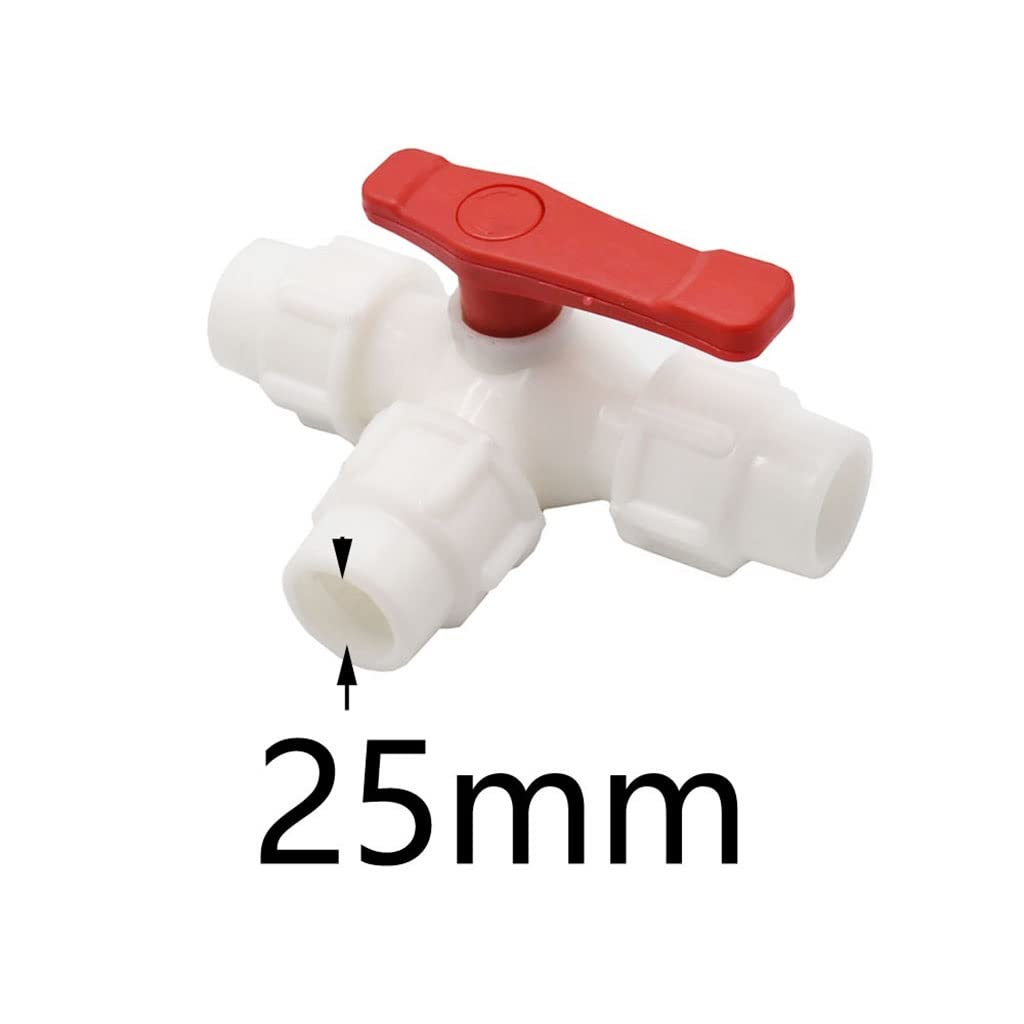 1 acoplador de válvula de bola de plástico tipo T de 25 mm, conector rápido de 3 vías para tubería de agua, PVC, polietileno, conexión rápida