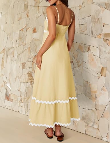 Image of ZESICA Women's 2026 Summer Spaghetti Straps Sleeveless Backless Sundress Flowy Smocked Lace Swing A Line Midi Dress