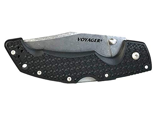 Cold Steel Voyager Series Folding Knife With Tri-Ad Lock And Pocket Clip, Clip Point Plain, Large #TOP6