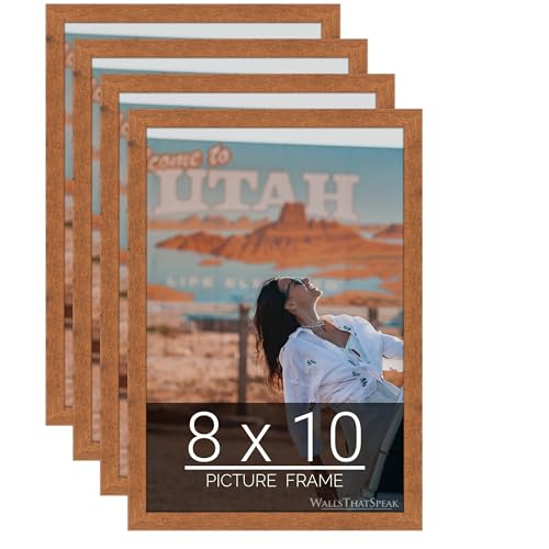 WallsThatSpeak 8x10 Set of 4 Brown Picture Frames, Wall Decor for Art