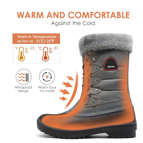 DREAM PAIRS Women's Snow Boots,Size 12,Grey,DP-Canada