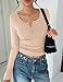 Ekouaer Women's Long Sleeve Henley Tops Slim Fitted Trendy T Shirt Basic Tees Layer 2025 Fall Fashion Outfits Beige S