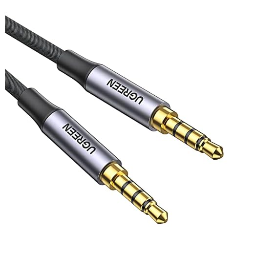 UGREEN Cable Auxiliar TRRS de 3.5 mm para Micrófono Minijack 4 Pines 3.5 Macho Audio Estéreo HiFi para Radio de Coche Cascos PS5 Xbox Reproductor DVD Altavoz PC TV (1M)