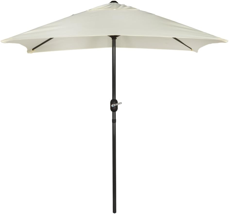 AKTIVE - Rectangular Garden Parasol 1.2x2m - 38mm Aluminium Pole - Off-White (ColorBaby 53879)