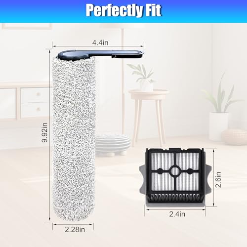Image of Floor ONE Stretch S6 Roller Brush and Filters for Tineco Floor ONE Stretch S6 /Swtich S6 /S7 Stretch /S9 Artist /i5 Stretch /i6 Stretch Wet Dry Cordless Cleaners-6Pack