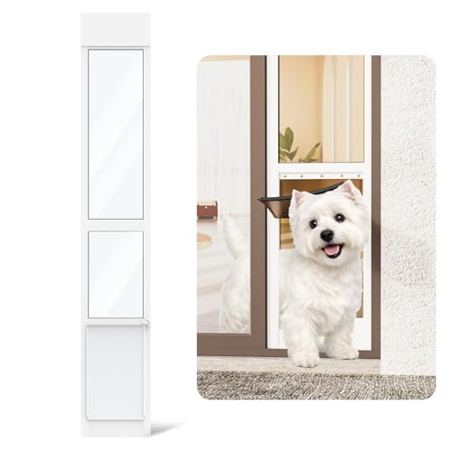 YGNNJY Doggy Door for Sliding Glass Door Adjustable Height 75 4/5 to 80 3/10 Sliding Door Dog Door Insert Suitable for Small Doggies Up to 25 lbs Medium White