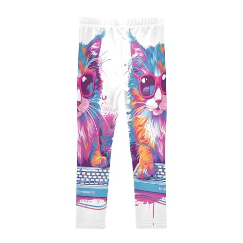 Toddler Girls Leggings Printed Yoga Pants Leggings Cartoon Cat with Keyboard for Kids2