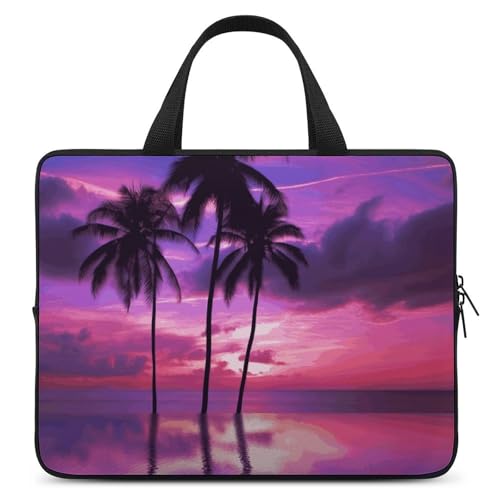 Sac ordinateur portable bandoulière violet palmier pour homme et femme