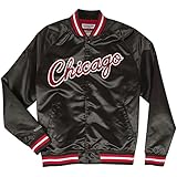 Mitchell & Ness Chicago Bulls Black Lightweight Satin Jacket Jacke Anorak Windbreaker