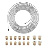 25Ft 1/4 Brake Line Kit with 16 Inverted Flare Brake Line Fittings,Flexible Rear Brake Line Kit for Hydraulic Brakes Fuel Transmission System,Brake Line Repair Kit Universal Cars Accessories (Silver)