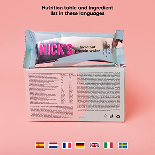Image of N!CK'S Protein Wafer Bar Hazelnut | 25% Protein (10g) 203 Calories | Low Carb Cookie Bar Snack with No Added Sugar, Gluten Free, (24 bars x 40g)