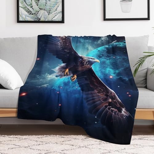 Couverture Légère Polaire Aigle 3D Flannel - Linge de Lit Douillet 180x200 - 3