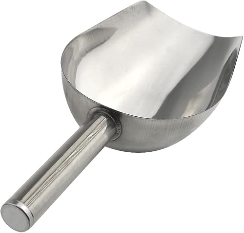 Miniatura 3 de Paquete de 2 cucharas de hielo de acero inoxidable con barra inferior redonda de harina de hielo de metal con mango de ranura para dedos para uso