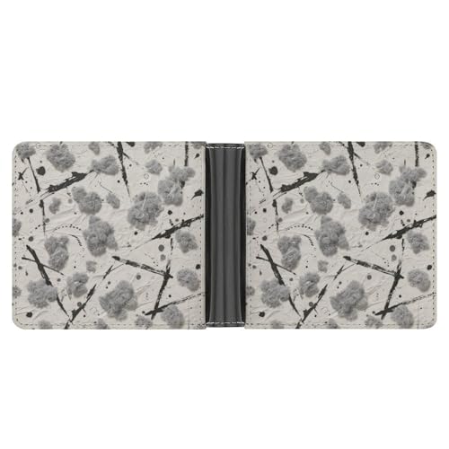 Slim Wallet Ink Fluff Compact Bifold Wallet with Credit Card Holder Leather Coin Slot ID Window Unisex