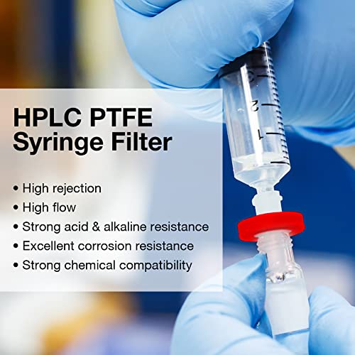 Simpure Syringe Filter Ptfe 100 Pcs Hydrophobic Membrane, 25Mm Disc Diameter, 0.22Um Pore Size, Hplc And Gc Needle Filter, Non-Sterile, High Throughput Lab Filtration #TOP5