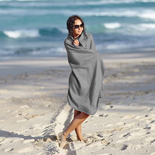 Microfiber Towel Set (63'' X 31.5'' Bath Towel + 31.5'' X 15.7'' Hand Towel) - 2 Pack Compact, Soft, Lightweight And Quick Dry Towel For Camping Hiking Gym Yoga Travel Workout Beach Sports Swimming #TOP4