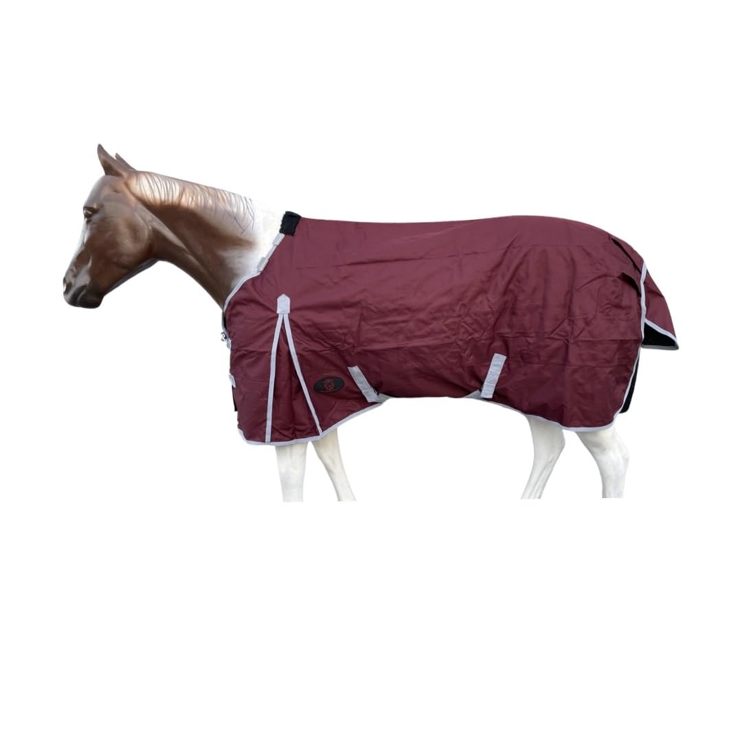 1200 Denier Horse RAIN Sheet | Horse Turnout Sheet | Horse RAINSHEET (Waterproof &amp; Breathable) (Maroon_With_Grey_Trim, 76)