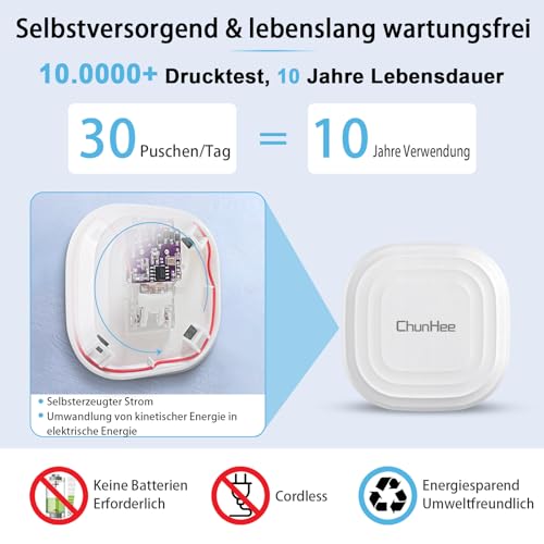 ChunHee Katzenklingel/Hundeklingel Buzzer Hund Haustier-Training Türglocken Sensor Berührt Wasserdicht Türklingel 1 * Empfänger + 1 * Touch Türklingel (Empfänger 1 + Taste 1)