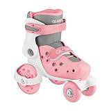 Globber Learning Skates - Pattini a quad, da ragazza, rosa pastello, 26-29, in poliuretano, con chiusura in , 50 mm