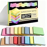 (18 Pads) Sticky Notes 3x3 inch, Self-Stick Note Pads, 18 Colorful Sticky Note for School Supplies or Office Supplies